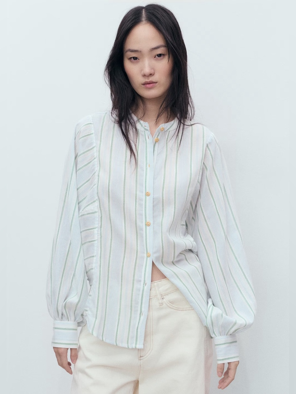 Mango Blue stripe-print shirt NWT
